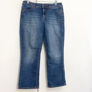 NINE WEST cropped bootcut medium wash jeans embellished pockets Size 8